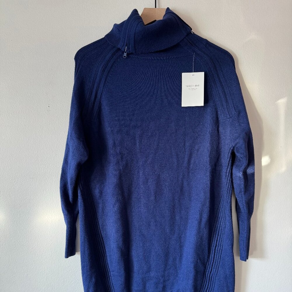 Seraphine Elena Navy Blue Knitted Maternity & Nursing Dress